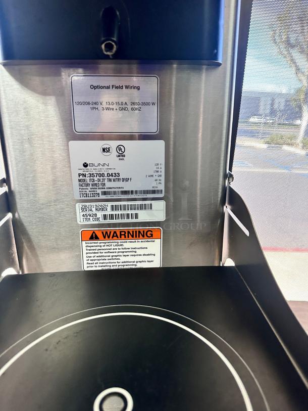 Bunn  ITCB Automatic Double Iced Tea / Coffee Brewer 115 Volt Tested and Working! - Image 9 of 9