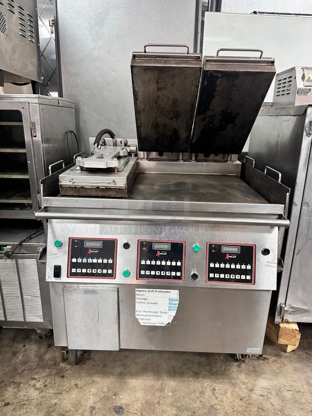 Nice Garland XG36 Xpress 36" Semi Automaric Triple Clamshell Grill Griddle-3 Platens Gas Tested and Working! - Image 2 of 7