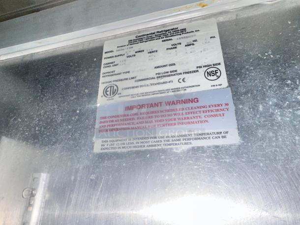 Excellent Continental SW36-15M 36" 2 Door Mega Top  Refrigerated Sandwich Prep Table 115volt Tested and Working! - Image 4 of 8
