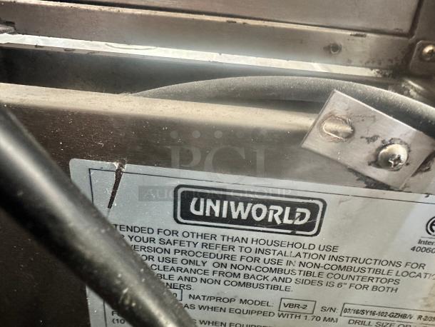 Uniworld VBR-2 Gas Vertical Broiler (Gyro) Tested and Working! - Image 9 of 10