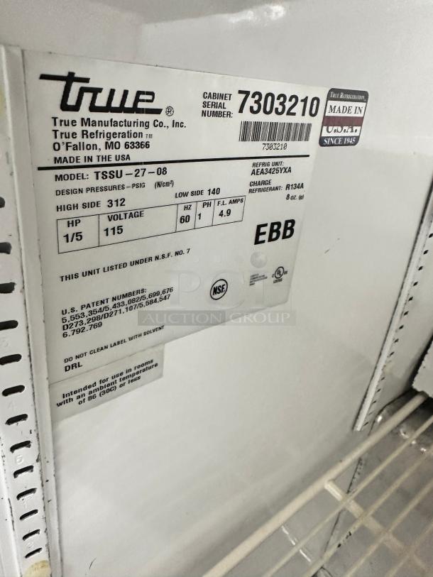 Excellent True TSSU-27-08-HC 27" Sandwich Table w/ Refrigerated Base, 115v Tested and Working! - Image 7 of 7