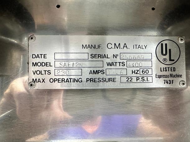 Astoria SAE-2n Dual Group Head Commercial Espresso Machine 220volt Tested and Working! - Image 9 of 22