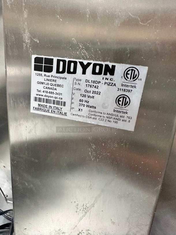 Excellent Doyon DL18DP 18" Countertop Two Stage Dough Sheeter - 120V, 1/2 HP Tested and Working! - Image 4 of 6