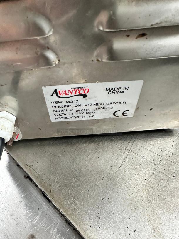 Nice Avantco MG12R #12 Meat Grinder 110V, 1 hp Tested and Working! - Image 7 of 7