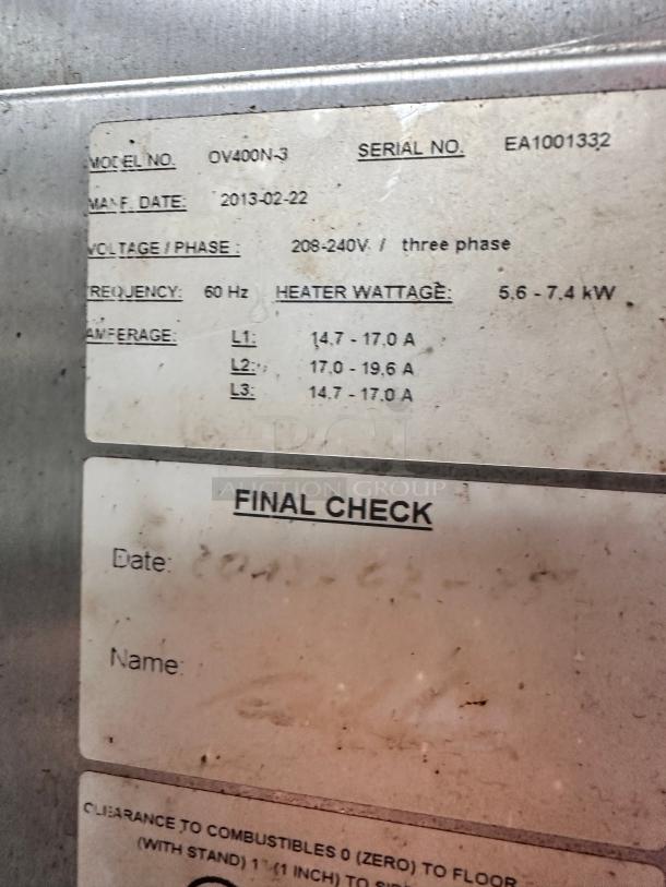 Hobart Baxter Commercial Electric Deck Oven With Stand 220volt 3phase Tested and Working! - Image 7 of 10