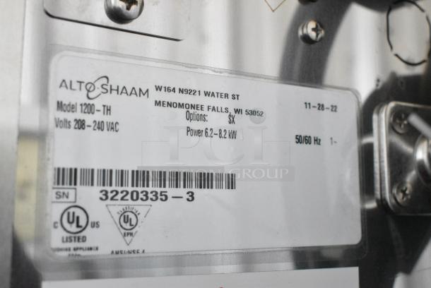 BRAND NEW! 2022 Alto Shaam 1200-TH Stainless Steel Commercial Full Height Cook and Hold Oven on Commercial Casters. 208-240 Volts, 1 Phase. - Image 8 of 8