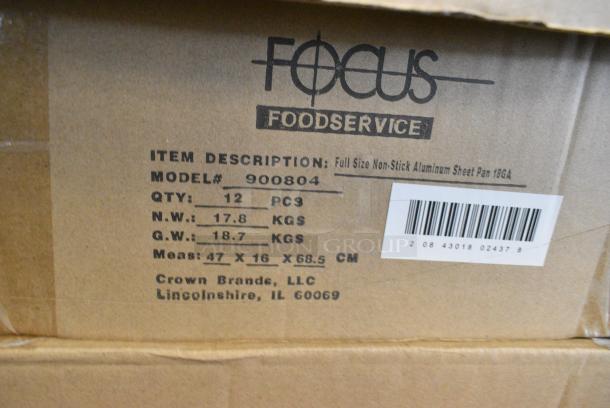 8 BRAND NEW! Boxes of 12 Focus 900804 Heavy Duty Full Size Sheet Pan, Aluminum with Commercial Non Stick Coating, 18" x 26" x 1". 8 Times Your Bid! - Image 3 of 3