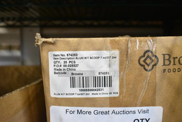 2 BRAND NEW! Boxes of 25 Browne 574253 Metal Flat Bottom 7 oz Scoops. 2 Times Your Bid! - Image 3 of 3