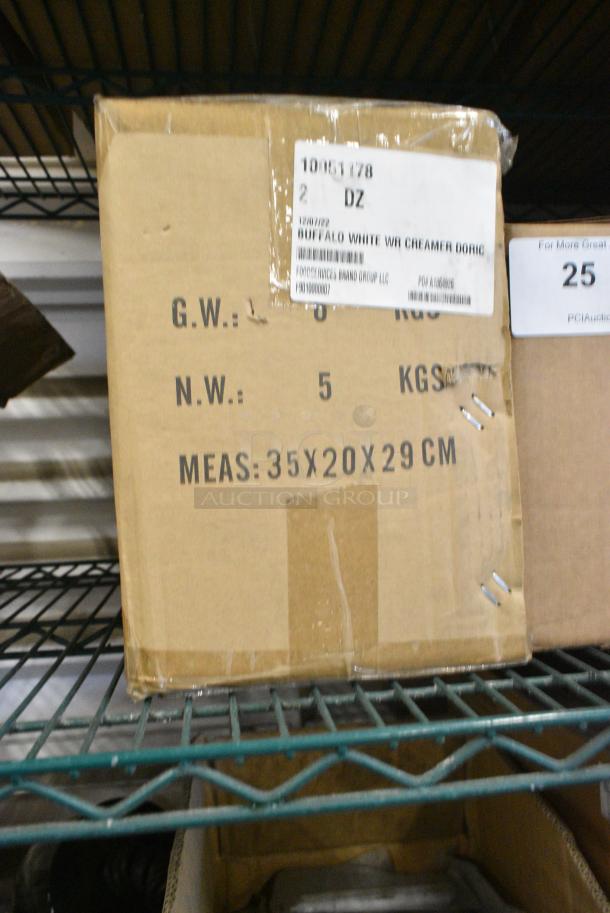 BRAND NEW! Box of 24 Foodservice F9010000807 Buffalo White Doric 7 oz Creamer Pitcher - Image 2 of 3