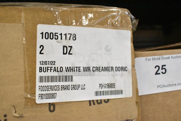 BRAND NEW! Box of 24 Foodservice F9010000807 Buffalo White Doric 7 oz Creamer Pitcher - Image 3 of 3