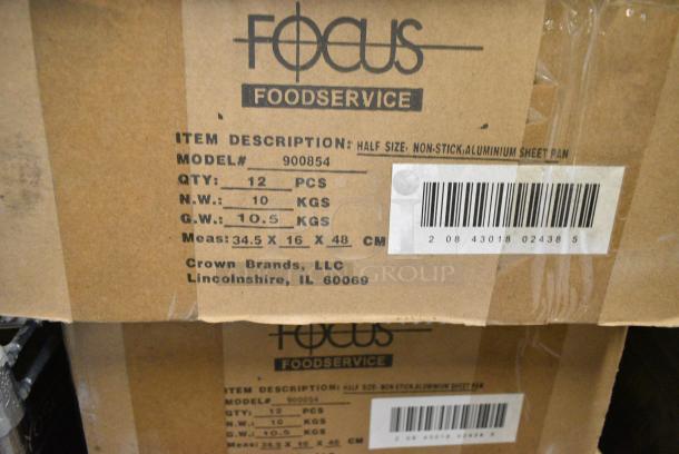 7 BRAND NEW! Boxes of 12 Focus 900854 Metal Half Size Baking Pans. 7 Times Your Bid! - Image 3 of 3