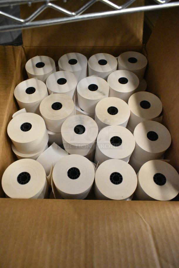 BRAND NEW! Box of Receipt Printer Paper Rolls - Image 1 of 2