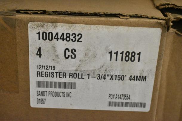 2 BRAND NEW! Boxes of 4 Sandt Products 01857 1-3/4"x150' 44mm Receipt Printer Rolls. 2 Times Your Bid! - Image 2 of 2