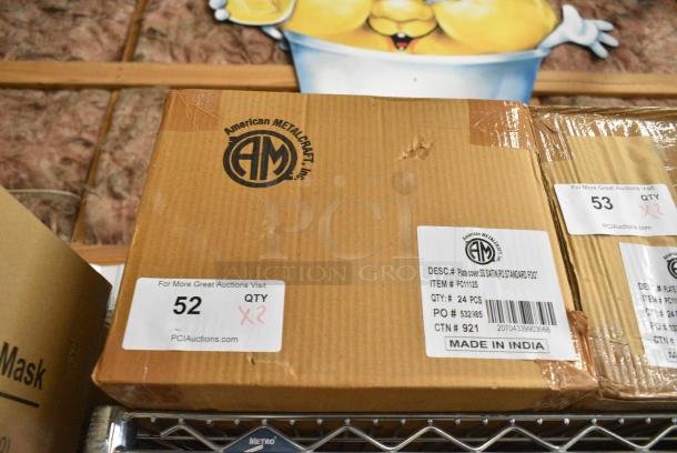 2 BRAND NEW! Boxes of 24 American Metalcraft PC1112S 11"-11 1/8" Stainless Steel Satin Finish Plate Cover for Standard Foot Plates. 2 Times Your Bid! - Image 2 of 3