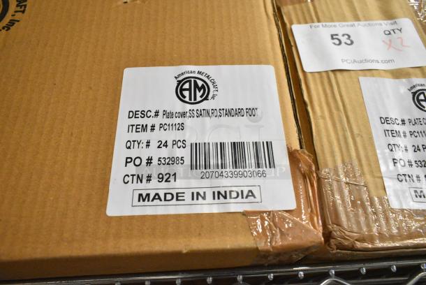 2 BRAND NEW! Boxes of 24 American Metalcraft PC1112S 11"-11 1/8" Stainless Steel Satin Finish Plate Cover for Standard Foot Plates. 2 Times Your Bid! - Image 3 of 3