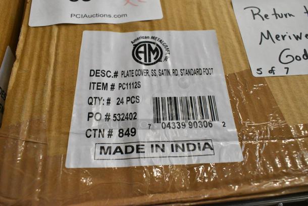 2 BRAND NEW! Boxes of 24 American Metalcraft PC1112S 11"-11 1/8" Stainless Steel Satin Finish Plate Cover for Standard Foot Plates. 2 Times Your Bid! - Image 3 of 3