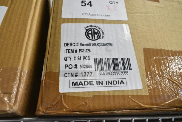 2 BRAND NEW! Boxes of 24 American Metalcraft PC1112S 11"-11 1/8" Stainless Steel Satin Finish Plate Cover for Standard Foot Plates. 2 Times Your Bid! - Image 3 of 3
