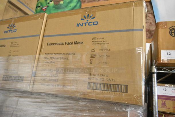 30 BRAND NEW! Boxes of 2,000 Intco FM401 Nonwoven Blue Face Mask on a Pallet. 30 Times Your Bid! - Image 3 of 3