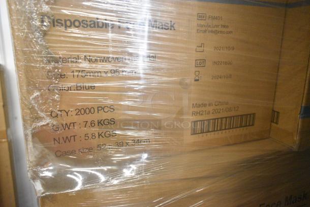 30 BRAND NEW! Boxes of 2,000 Intco FM401 Nonwoven Blue Face Mask on a Pallet. 30 Times Your Bid! - Image 3 of 3