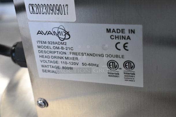 AvaMix 928ADM2 Stainless Steel Commercial Countertop 2 Head Drink Mixer. 110-120 Volts, 1 Phase. Tested and Working! - Image 5 of 5