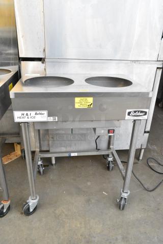 Belshaw H&I-2 Stainless Steel Commercial Heat & Ice Icing Station on Commercial Casters. 208 Volts, 1 Phase.