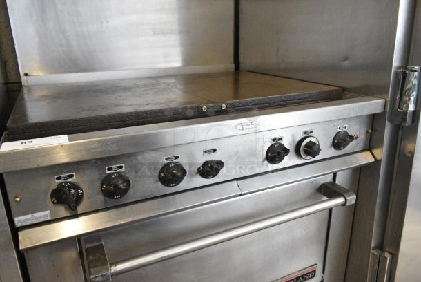 Garland Stainless Steel Commercial Electric Powered Flat Top Griddle w/ Oven, Over Shelf and Back Splash. 240 Volts, 3 Phase. - Image 4 of 6