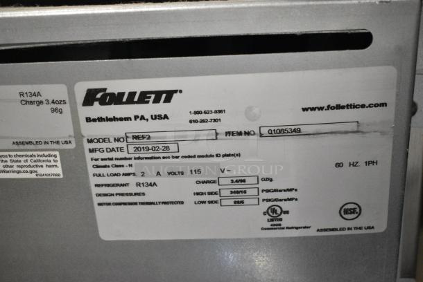 2019 Follett REF2 Stainless Steel Commercial Single Door Undercounter Cooler. 115 Volts, 1 Phase. Tested and Working! - Image 5 of 5