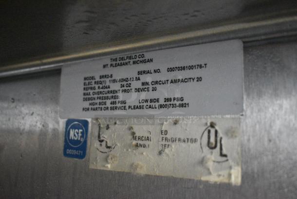 Delfield SRR2-S Stainless Steel Commercial 2 Door Reach In Cooler w/ Racks. 115 Volts, 1 Phase. Tested and Working! - Image 5 of 5
