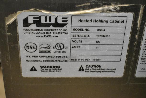 FWE UHS-4 Metal Commercial Heated Holding Cabinet on Commercial Casters. 120 Volts, 1 Phase. Tested and Working! - Image 6 of 8