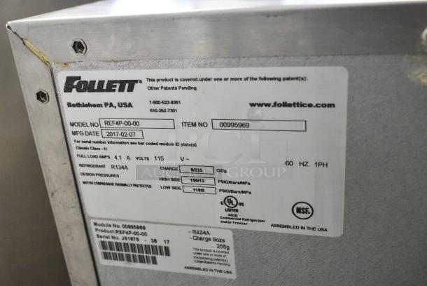 2017 Follett REF4P-00-00 Stainless Steel Commercial Single Door Cooler. 115 Volts, 1 Phase. Tested and Working! - Image 4 of 4