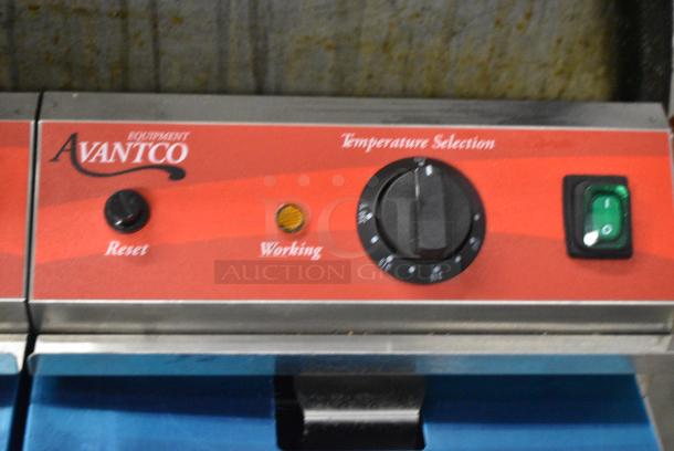 BRAND NEW SCRATCH AND DENT! 2023 Avantco 177F202 Stainless Steel Commercial Countertop Electric Powered 2 Bay Fryer w/ 2 Metal Fry Baskets and 2 Metal Lids. 208/240 Volts, 1 Phase. - Image 4 of 7
