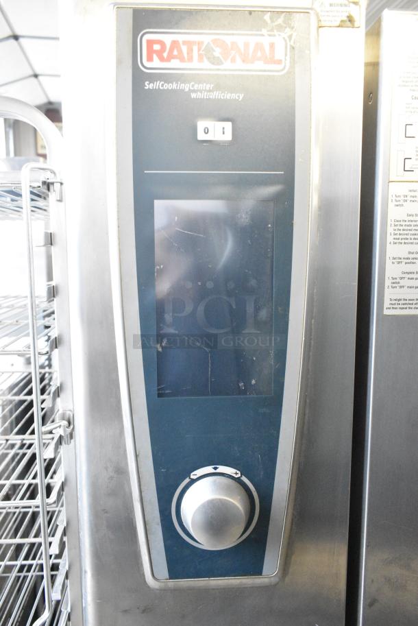 Rational SCC WE 202G Stainless Steel Commercial Natural Gas Powered Roll In Combi Convection Oven w/ Metal Transport Rack for Roll In Combi Convection Oven on Commercial Casters. - Image 4 of 10