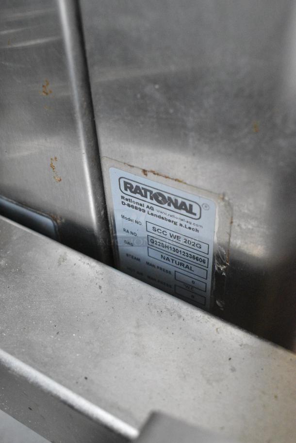 Rational SCC WE 202G Stainless Steel Commercial Natural Gas Powered Roll In Combi Convection Oven w/ Metal Transport Rack for Roll In Combi Convection Oven on Commercial Casters. - Image 6 of 10