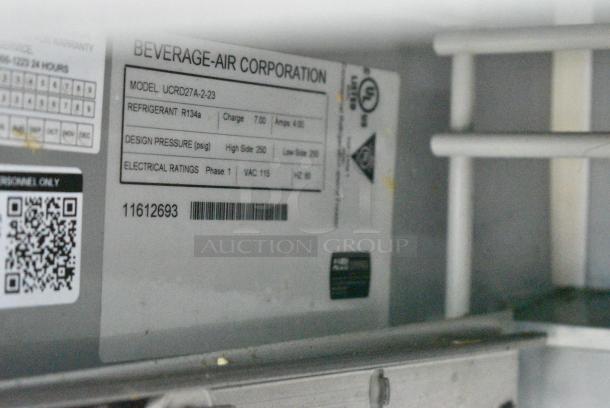 Beverage Air UCRD27A-2-23 Stainless Steel Commercial 2 Drawer Cooler on Commercial Casters. 115 Volts, 1 Phase. Tested and Working! - Image 6 of 6
