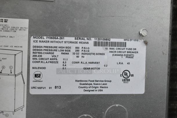Manitowoc Stainless Steel Commercial Ice Machine Head. 115 Volts, 1 Phase. - Image 4 of 4