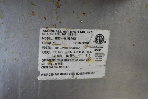 Marshall Air Systems RR5-48.ELT/RT Stainless Steel Commercial Floor Style Dumping Station on Commercial Casters. 208-220 Volts, 1 Phase. - Image 8 of 8