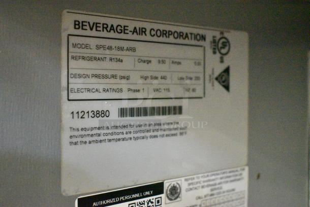 Beverage Air SPE48-18M-ARB Stainless Steel Commercial Prep Table on Commercial Casters. 115 Volts, 1 Phase. Tested and Working! - Image 7 of 7