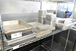 ALL ONE MONEY! Lot of 85 Various Items Including Stainless Steel Drop In Bins, Metal Pans and Drop In Bin Lids