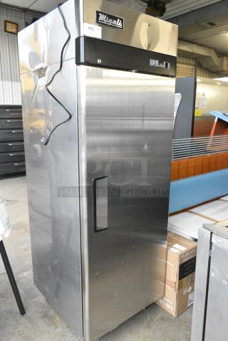 BRAND NEW SCRATCH AND DENT! 2019 Migali C-1R-HC Stainless Steel Commercial Single Door Reach In Cooler w/ Poly Coated Racks on Commercial Casters. 115 Volts, 1 Phase. Tested and Working!