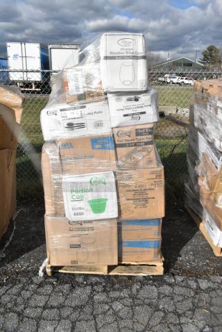 33 BRAND NEW! Boxes Including 347SLWG12 Visions 12 oz. Heavy Weight Clear Plastic Stemless Wine Glass - 64/Case, 2 Box 130BKFKSH Choice Black Heavy Weight Wrapped Polystyrene Plastic Cutlery Pack - 500/Case, 612605070 Choice Full Size Heavy-Duty Foil Steam Table Pan Deep 3 3/8" Depth - 50/Case, 2 Box Choice 20 oz Plastic Cold Cups, 128HD8COMBO Choice Heavy Duty 8 oz. Microwavable Translucent Plastic Deli Container and Lid Combo Pack - 240/Case, 129MCR32B Choice 32 oz. Black Round Microwavable Heavy Weight Container with Lid 7 1/4" - 150/Case, 2 Box 612558HD Choice 8" Round Heavy Weight Foil Take-Out Pan - 500/Case, 2 Box 760SOUP12WPA Choice 12 oz. White Double Poly-Coated Paper Food Cup with Vented Paper Lid - 250/Case. 33 Times Your Bid!