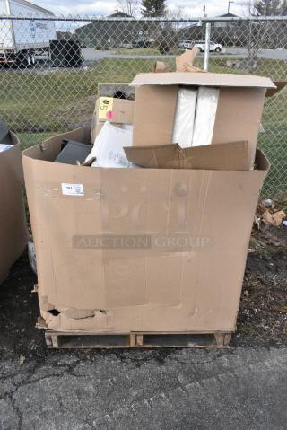 16 BRAND NEW! Items Including 8 Chairs, 5001N6001 Choice 10" x 12" White 1/4 Fold Luncheon Napkin - 6000/Case, Trash Can, 5003DNAP Creative Converting 591031B Classic Red 3-Ply Paper Dinner Napkin - 250/Case. 16 Times Your Bid!
