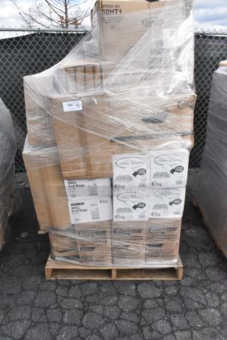 31 BRAND NEW! Boxes Including Dart 50HT1 5" x 5" x 3" White Foam Hinged Lid Container - 500/Case, 4 Box 130ROLLKFSSV Visions 17" x 17" Pre-Rolled Linen-Feel White Napkin and Silver Heavy Weight Plastic Cutlery Set - 100/Case, 6 Box 150BBQPINT Choice Pint Size Insulated Foil BBQ Bag - 1000/Case, 3 Box 128HDLDBULK Choice Heavy Duty Microwavable Translucent Plastic Deli Container Lid - 480/Case, 32 oz Burrito Bowl. 31 Times Your Bid!