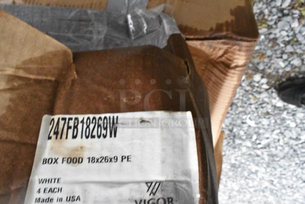 8 BRAND NEW! Boxes Including 247FB18269W Vigor 26" x 18" x 9" White Polyethylene Food Storage Box, Black Anti Fatigue Mat. 8 Times Your Bid! - Image 5 of 5