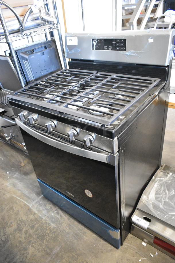 BRAND NEW SCRATCH AND DENT! Whirlpool Stainless Steel 4 Burner Range w/ Convection Oven. - Image 1 of 7