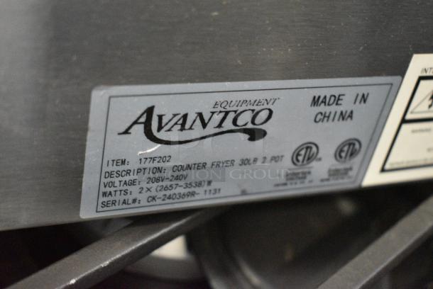 BRAND NEW SCRATCH AND DENT! 2024 Avantco 177F202 Stainless Steel Commercial Countertop Electric Powered 2 Bay Fryer w/ 2 Metal Fry Baskets and 2 Metal Lids. 208/240 Volts, 1 Phase. - Image 7 of 7