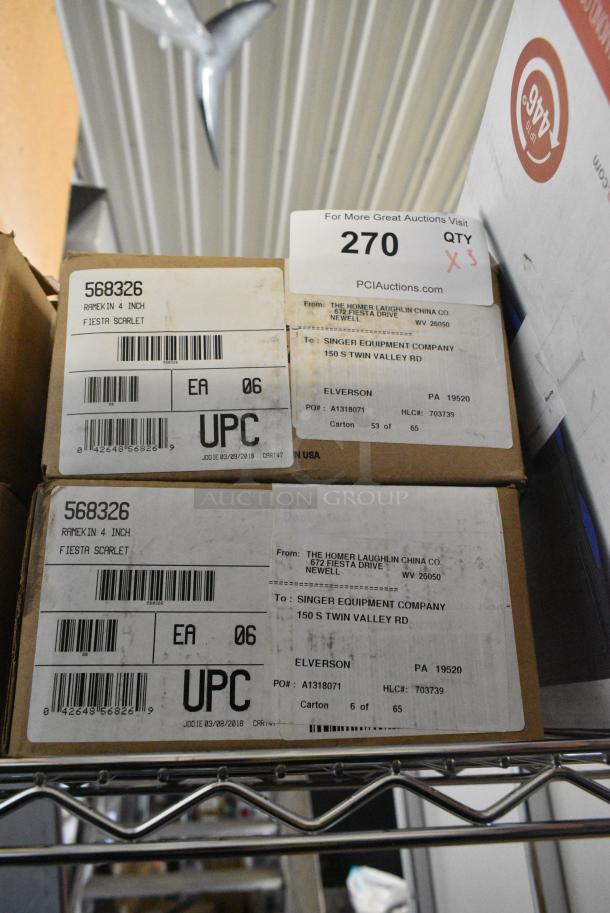 3 BRAND NEW SCRATCH AND DENT! Box of 6 429f326568 Fiesta® Dinnerware from Steelite International HL568326 Scarlet 8 oz. China Ramekin. 3 Times Your Bid! - Image 2 of 3