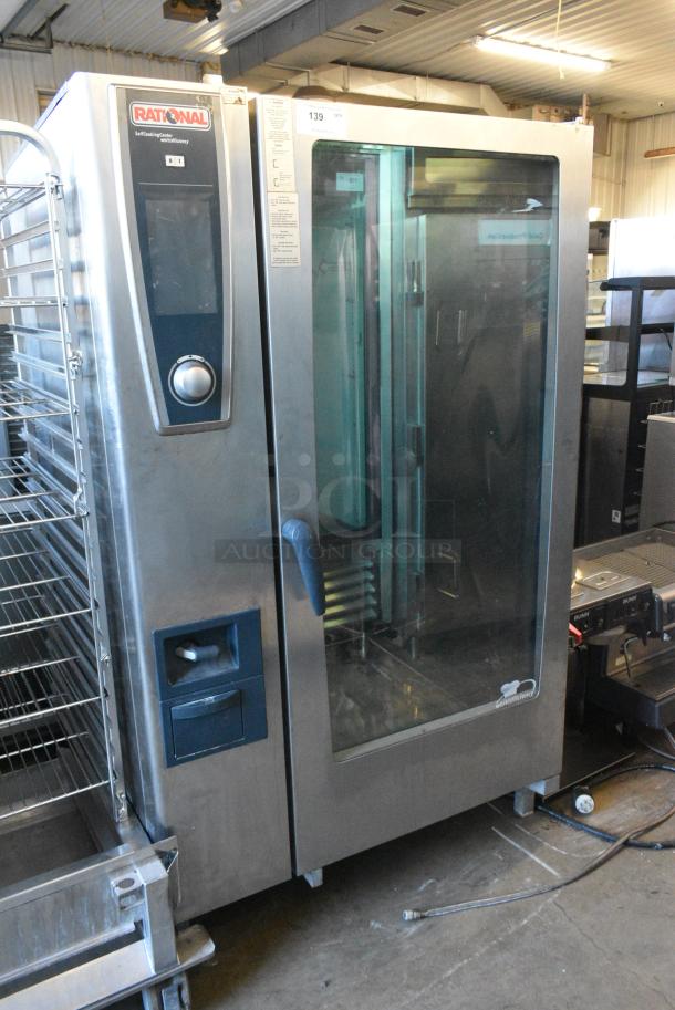 Rational SCC WE 202G Stainless Steel Commercial Natural Gas Powered Roll In Combi Convection Oven w/ Metal Transport Rack for Roll In Combi Convection Oven on Commercial Casters. - Image 9 of 10