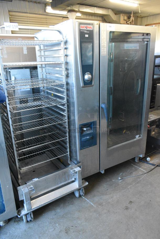Rational SCC WE 202G Stainless Steel Commercial Natural Gas Powered Roll In Combi Convection Oven w/ Metal Transport Rack for Roll In Combi Convection Oven on Commercial Casters. - Image 10 of 10