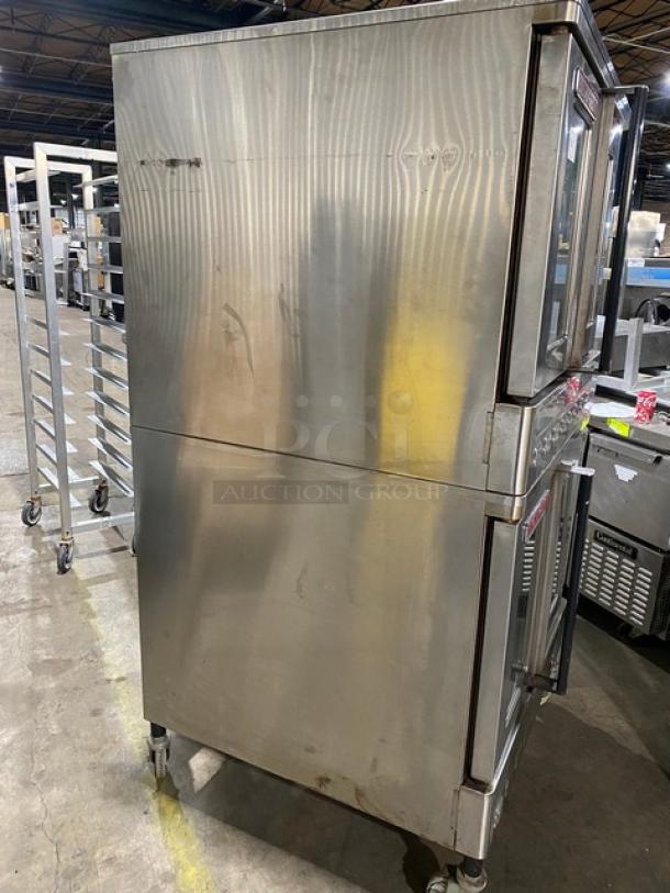 Blodgett Commercial Stainless Steel Natural Gas Powered Double Stacked Dual Flow Convection Oven! With Wired Oven Racks! Model: DFG-100/200 SN: 032901RA004T & 032901RA005B! On Casters! 2X Your Bid Makes One Unit! - Image 2 of 14