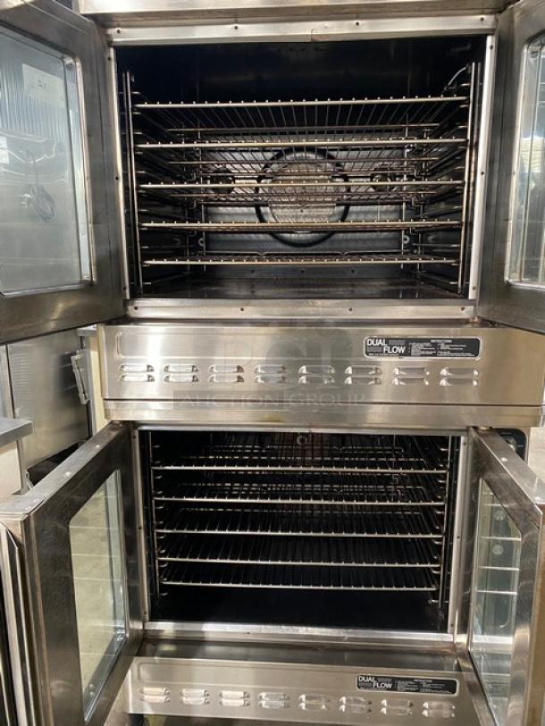 Blodgett Commercial Stainless Steel Natural Gas Powered Double Stacked Dual Flow Convection Oven! With Wired Oven Racks! Model: DFG-100/200 SN: 032901RA004T & 032901RA005B! On Casters! 2X Your Bid Makes One Unit! - Image 5 of 14